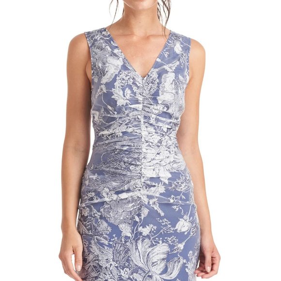 JS COLLECTIONS Maddison Column Shirred Gown Dress Blue 6 NEW - Picture 3 of 16